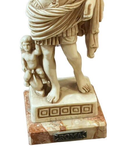 Vintage Statue Augustus of Prima Porta Caesar Roman statue on marble Roma Signed