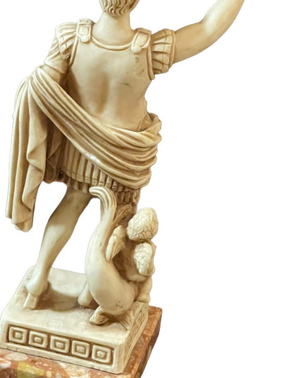 Vintage Statue Augustus of Prima Porta Caesar Roman statue on marble Roma Signed