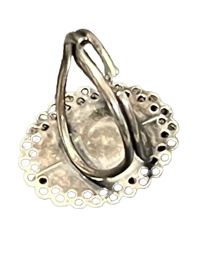 Antique Sterling silver Shell Ornate filagree Cameo Ring