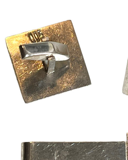 Vintage 1960s Mexico Mayan Aztec pyramids 900 Silver Cuff links & tie clip SET