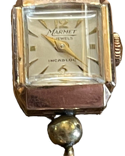 Vintage 1940s 14k Solid Rose gold Nurses Watch BOW brooch Marmet Incabloc