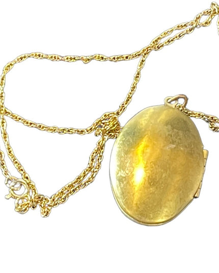 Vintage Ceramic Transferware Hand Finished Cameo Gold finish locket necklace