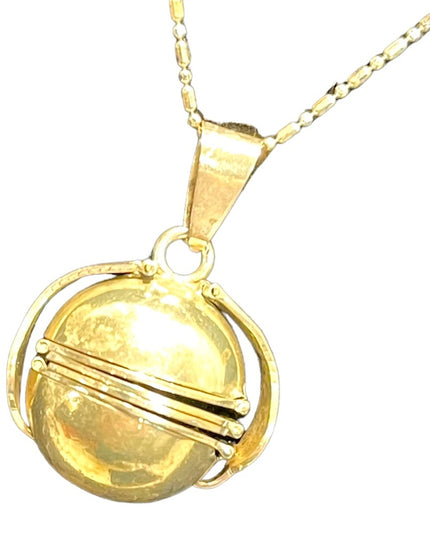 Vintage Sterling silver 925 Mexico ORB Ball Photo Locket pendant necklace 1950s