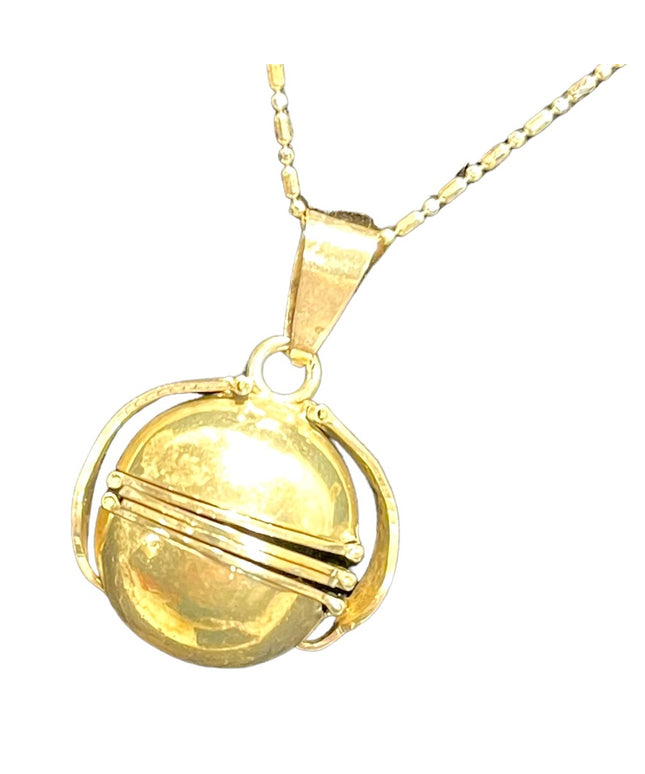 Vintage Sterling silver 925 Mexico ORB Ball Photo Locket pendant necklace 1950s