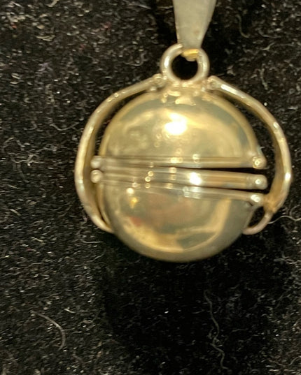 Vintage Sterling silver 925 Mexico ORB Ball Photo Locket pendant necklace 1950s