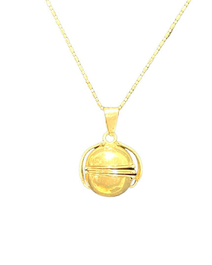 Vintage Sterling silver 925 Mexico ORB Ball Photo Locket pendant necklace 1950s