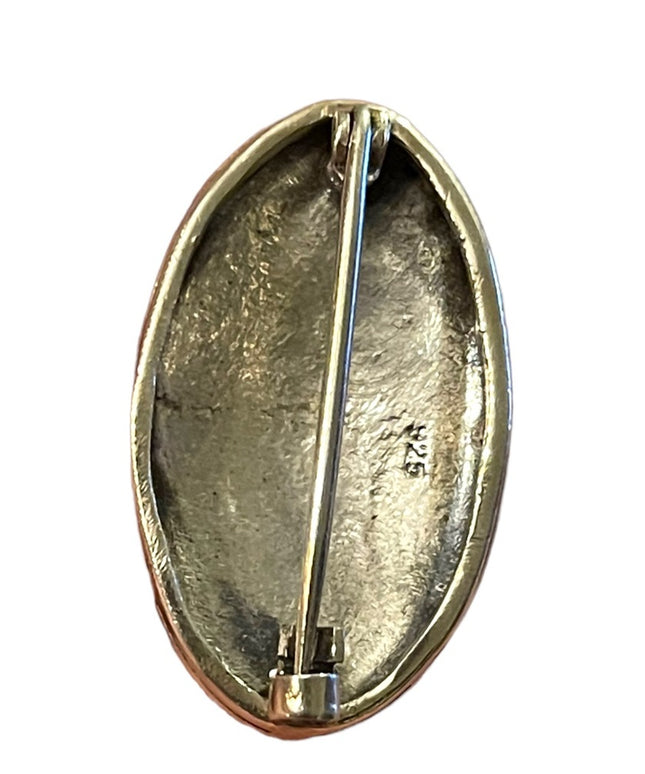 Vintage Sterling silver marcasite black onyx art deco brooch