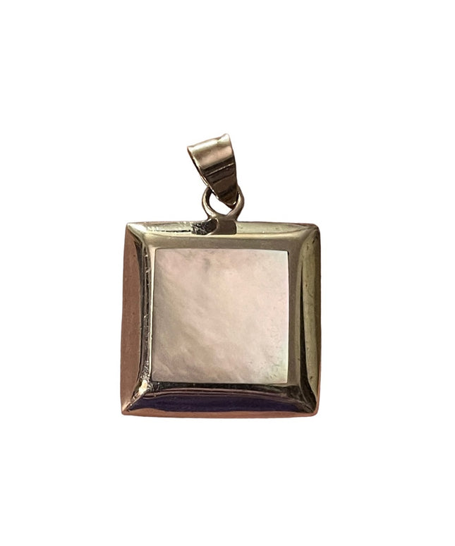 Large Sterling silver 925  MOP Mother of Pearl square necklace pendant