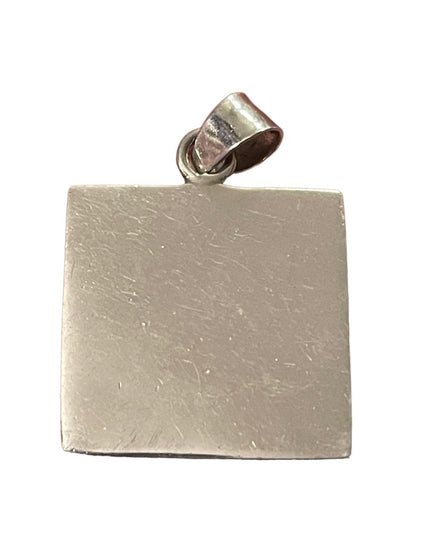 Large Sterling silver 925  MOP Mother of Pearl square necklace pendant