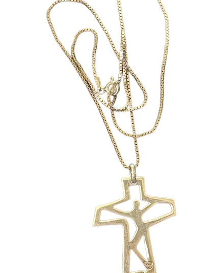 Vintage Sterling silver 925 Artisan Jesus Cross prndant necklace religious