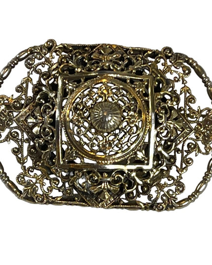 Antique Ornate gold filagree bar brooch scarf brooch Victorian