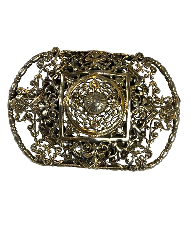 Antique Ornate gold filagree bar brooch scarf brooch Victorian