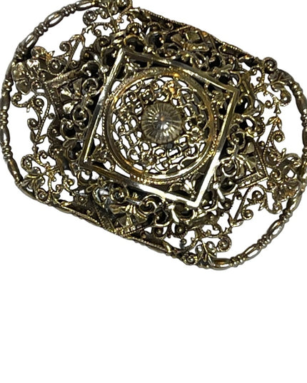 Antique Ornate gold filagree bar brooch scarf brooch Victorian