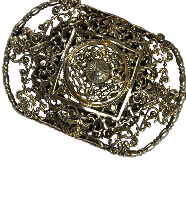 Antique Ornate gold filagree bar brooch scarf brooch Victorian