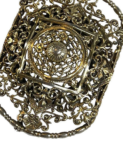 Antique Ornate gold filagree bar brooch scarf brooch Victorian