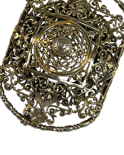 Antique Ornate gold filagree bar brooch scarf brooch Victorian