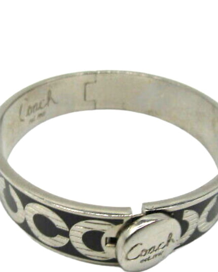 Authentic COACH black enamel silver finish Hinged bangle bracelet