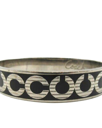Authentic COACH black enamel silver finish Hinged bangle bracelet