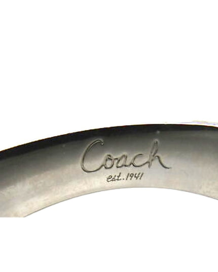 Authentic COACH black enamel silver finish Hinged bangle bracelet