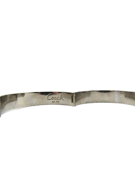 Authentic COACH black enamel silver finish Hinged bangle bracelet