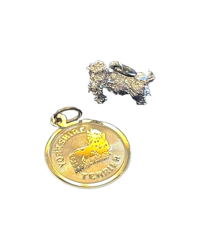 Vintage Sterling silver 925 bracelet charms DOG Yorkshre Terrier