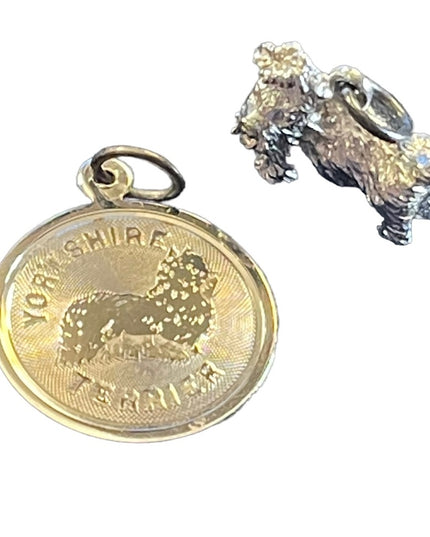 Vintage Sterling silver 925 bracelet charms DOG Yorkshre Terrier