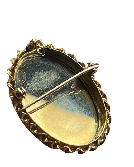 Vintage 14k Gold hand painted Cameo pendant brooch