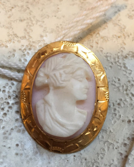 💗 10k GOLD Victorian Antique Shell Cameo brooch 💗
