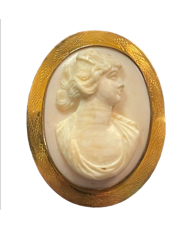 Antique Victorian Turn of century ornate Cameo brooch gold filled finish… shell