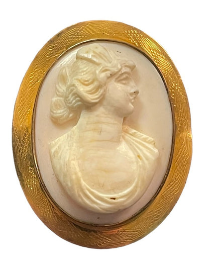 Antique Victorian Turn of century ornate Cameo brooch gold filled finish… shell