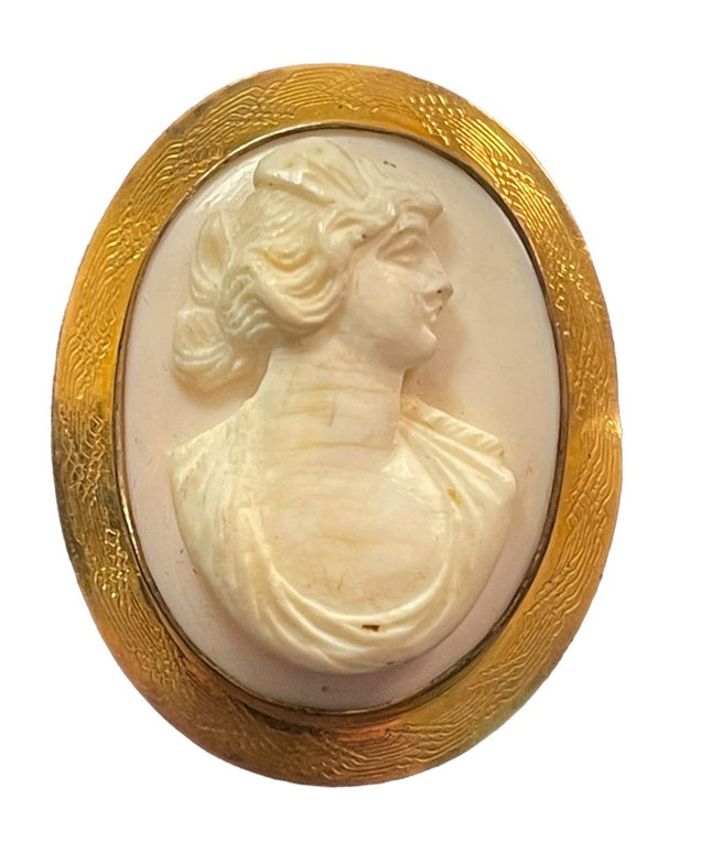 Antique Victorian Turn of century ornate Cameo brooch gold filled finish… shell