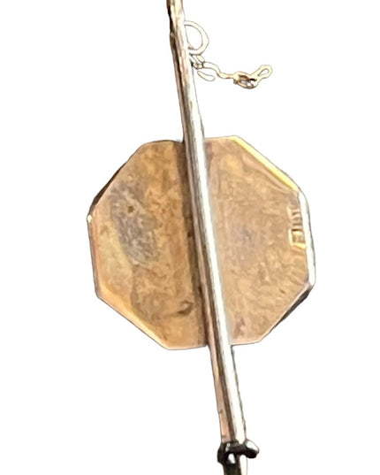 Antique Victorian 19k Solid Rose Gold Bar brooch w photo locket 1800s European