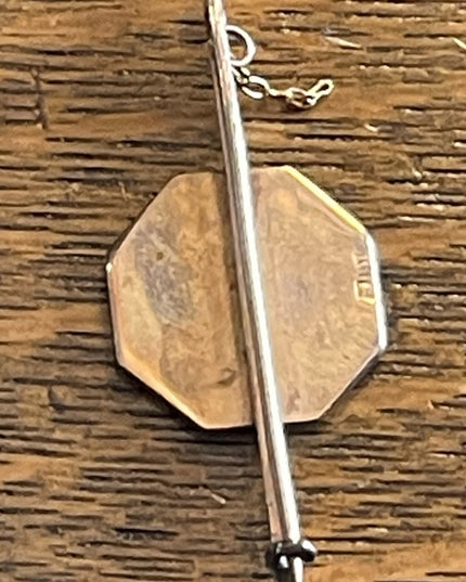 Antique Victorian 19k Solid Rose Gold Bar brooch w photo locket 1800s European