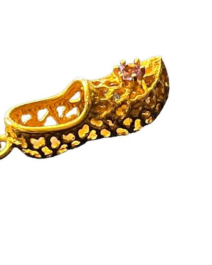 Vintage 10k Solid Gold Slipper shoe with pink stone