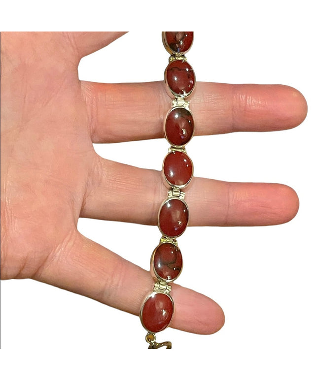 - Vintage sterling silver 925  Navajo coral link bracelet