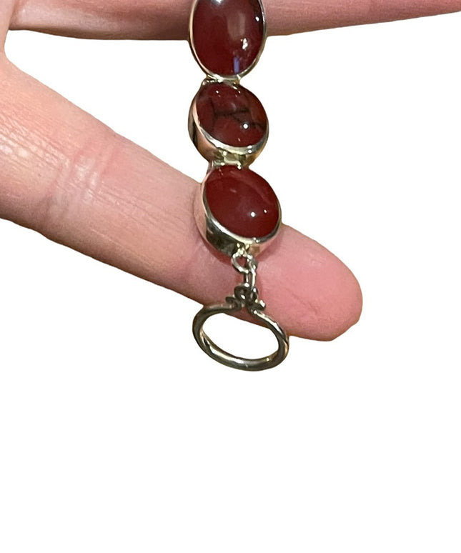 - Vintage sterling silver 925  Navajo coral link bracelet