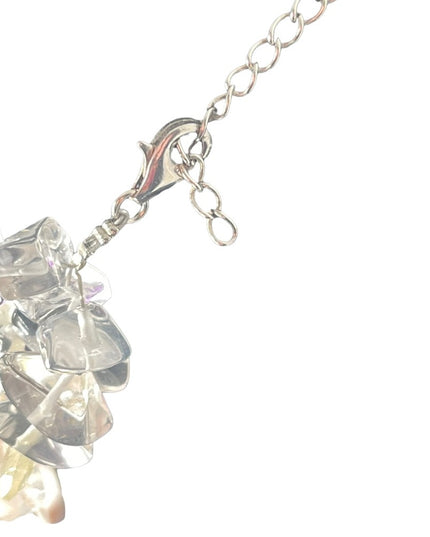 Lovely Coral Quarts Amethyst citrine topaz stone 3 strand necklace sterling