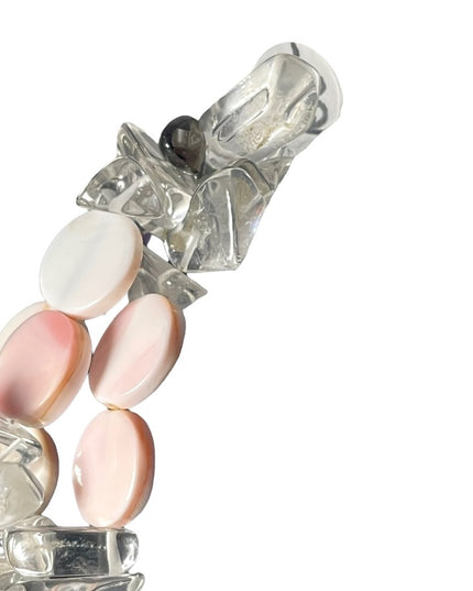 Lovely Coral Quarts Amethyst citrine topaz stone 3 strand necklace sterling