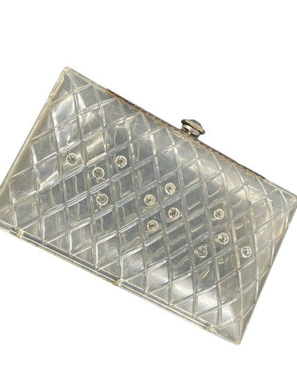 Vintage 1950s Lucite plastic rhinestone clutch purse