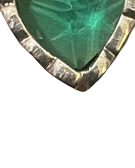 Vintage Sterling silver 925 Large green heart crystal chain & pendant necklace