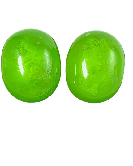 Vintage Candy Apple green Chunky clip on earrings 1960s plastic fun’