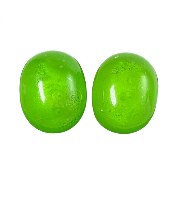 Vintage Candy Apple green Chunky clip on earrings 1960s plastic fun’
