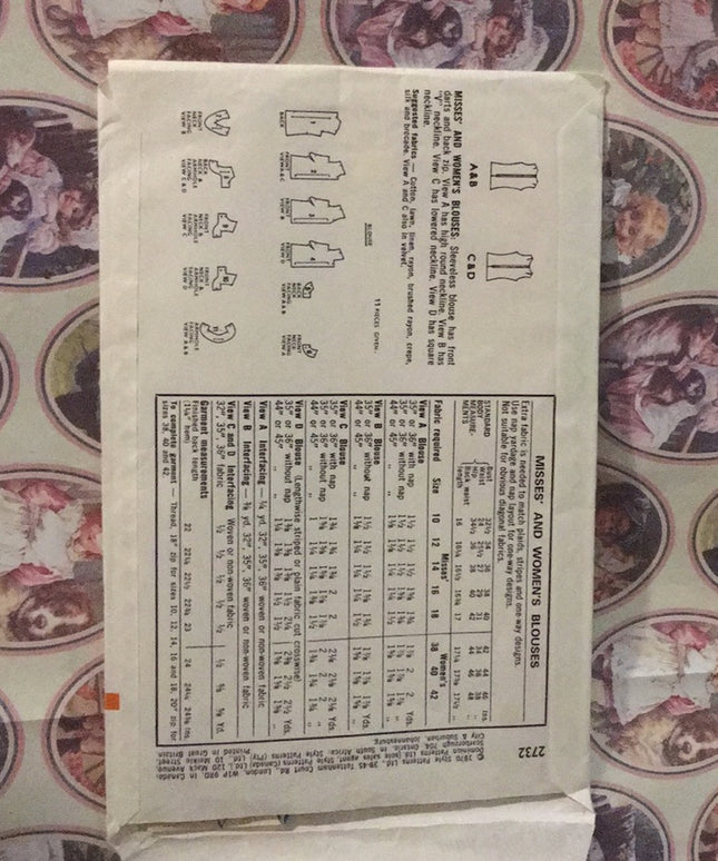 - Style vintage sewing pattern Misses blouses