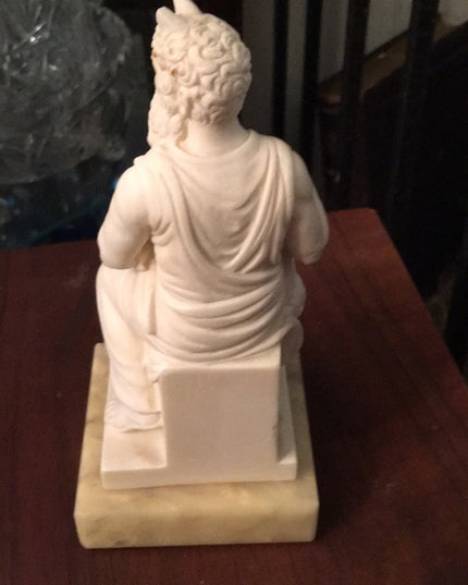 Solid Alabaster Mose on marble statue Unsigned Vintage