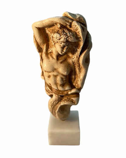 Vintage stone statue sculpture Dionysis on Marble