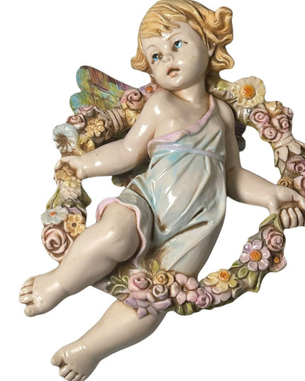 Vintage Simonetti Italian Italy resin wall angel signed cherub