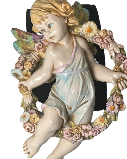 Vintage Simonetti Italian Italy resin wall angel signed cherub