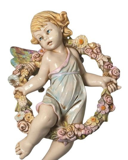 Vintage Simonetti Italian Italy resin wall angel signed cherub