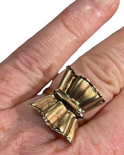 Retired Charles Garnier 18k gold 925 sterling bow ring retired