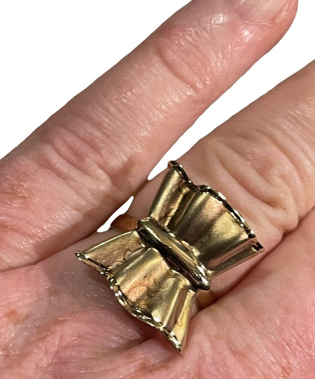 Retired Charles Garnier 18k gold 925 sterling bow ring retired